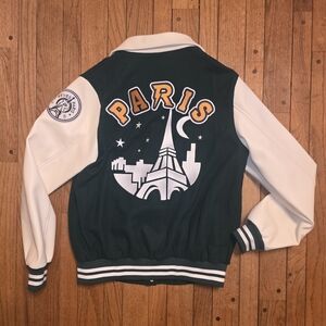 Men's Reves Paris Varsity Jacket - Green and White